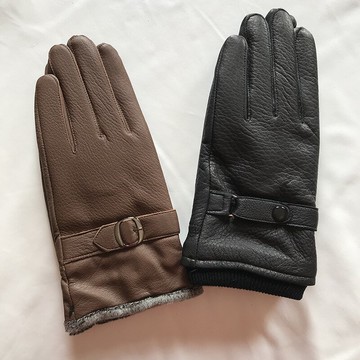 現貨+預購 真皮手套保暖手套-鹿皮搭扣加絨防風男手套2色74bx6【獨家進口】【米蘭精品】