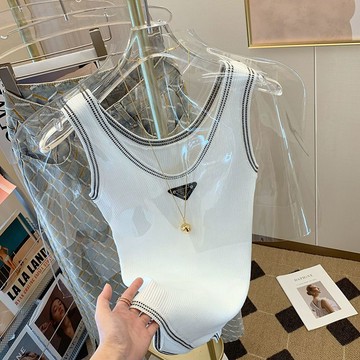 韓版吊帶背心 上衣 針織衫 打底衫 無袖背心 韓版V領無袖針織吊帶背心女夏季薄款甜颯風性感外穿打底上衣