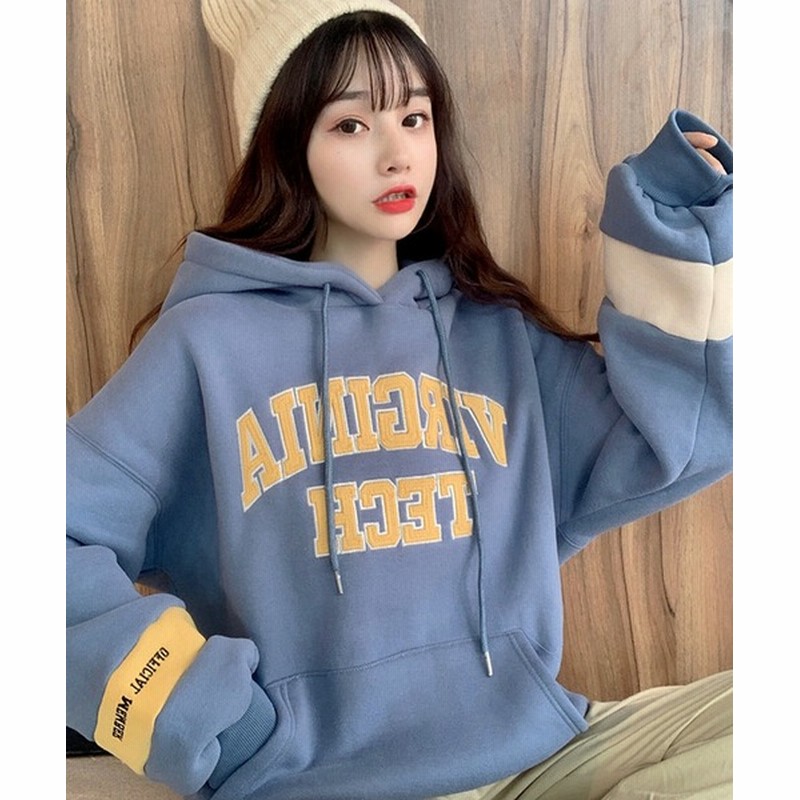 パーカー 韓国風ビッグシルエット カレッジロゴ ルーズパーカー 通販 Lineポイント最大0 5 Get Lineショッピング