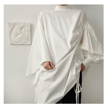 FINDSENSE X  男士 薄款 長袖 極簡兩只袖子不對稱不規則寬松襯衫男女款