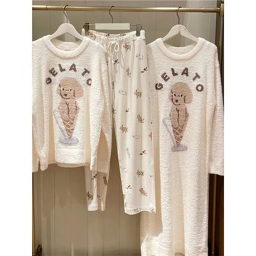 GP軟綿綿日單冰淇淋睡衣女秋冬保暖可愛卡通狗狗長袖家居服套裝