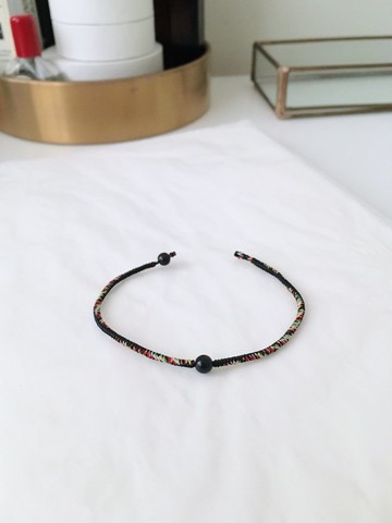 小黑曜石 金剛結 蠟線手環 / 極細 避邪 神秘力量 不再哭泣的寶石