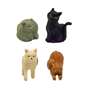 日本 MIDORI 貓咪造型磁鐵組  小貓 黑色 + 綠色 + 米色 + 橘色  13-31.5 × 10-40 × 6.5-13mm