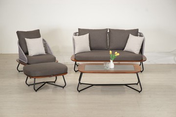 戶外咖啡桌 瑞瓦岩板實木原木桌 輕量鋁合金桌腳 防雨耐曬