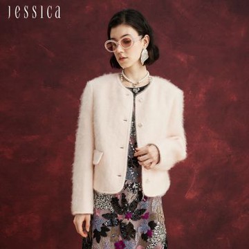JESSICA - 舒適羊毛氣質短款小香風外套J54003（粉）