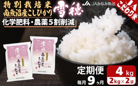 特別栽培米南魚沼産こしひかり「雪穂」（2kg×2袋×全9回）