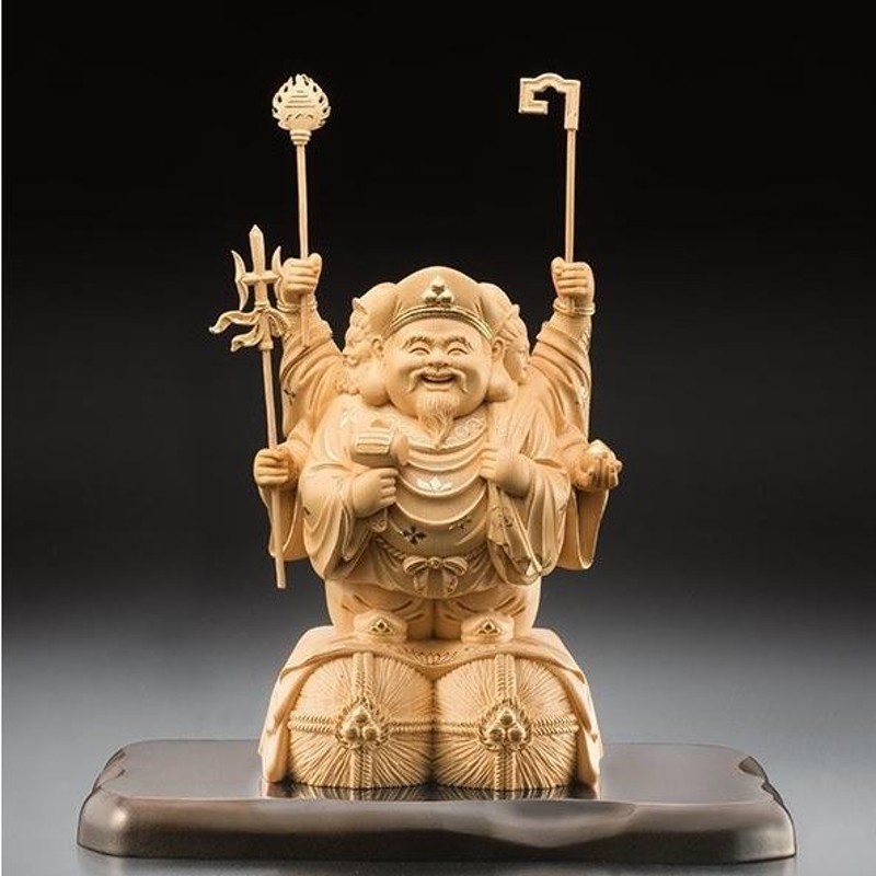 一本木彫刻 近く 毘沙門天 金細工 