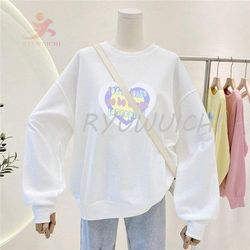 トレーナー レディース スポーツウェア 秋物 レディース プリントトレーナー プリント ロゴ ハット ゆったり 着痩せ 長袖 春秋 薄手 通販 Lineポイント最大0 5 Get Lineショッピング