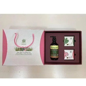 綺緣-無患子精油乳霜皂100g*2入+首烏洗髮精300ml*1瓶(抽屜式禮盒)