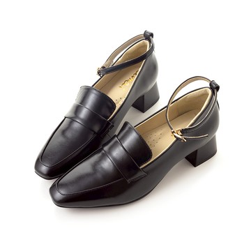 溫柔小方頭繫帶2WAY粗跟鞋 黑 G328BK