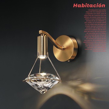 現代風LED5W透明鑽石造型水晶三色變光壁燈18-63001