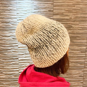 純手工手織毛帽 - 安格斯山羊毛帽 灰白漸層 僅此一頂