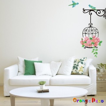 【橘果設計】玫瑰鳥籠  壁貼 牆貼 壁紙 DIY組合裝飾佈置