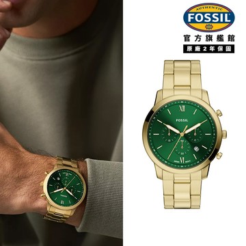 【FOSSIL 官方旗艦館】Neutra 新雅仕計時男錶 金色不鏽鋼錶帶 26 MM FS6164