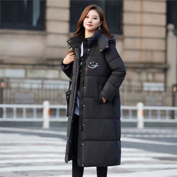 真維斯冬季簡約女士長款棉衣保暖舒適連帽外套女韓版時尚面包服J