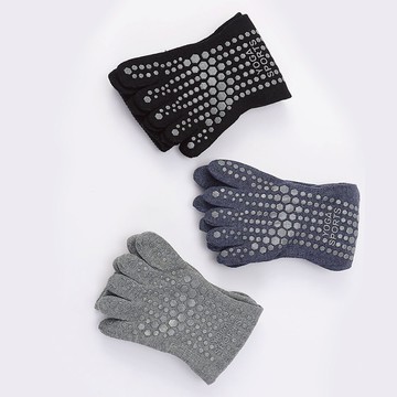 NicoFun 愛定做 2雙 男士瑜伽襪 防滑襪 中筒襪 皮拉提斯 室內襪 五趾襪 五指襪 運動襪(25-27.5cm)