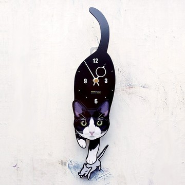 C-81 黑白猫 - 動物造型鐘擺鐘