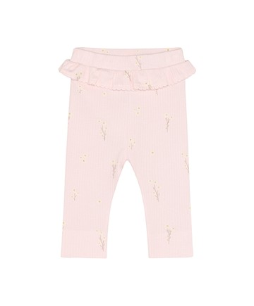 小黃花粉色羅紋貼腿長褲80cm