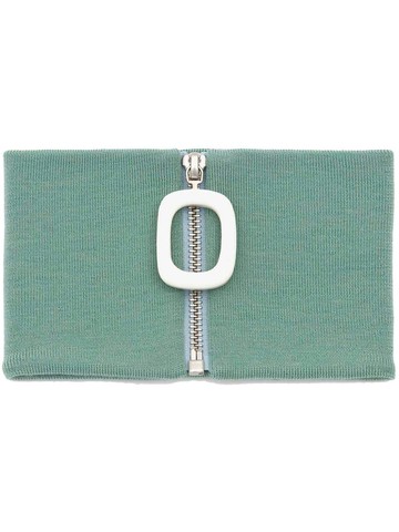 JW Anderson - zip-up wool neckband - unisex - Merino - One Size - Green