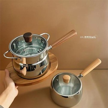 316L無涂層不銹鋼鍋寶寶輔食鍋家用蒸鍋一人食早餐熱奶鍋小湯鍋