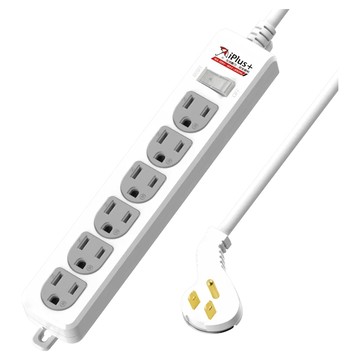 iPlus 保護傘 1切6座扁插延長線 3孔 PU-3166  2.7m  白色  1個