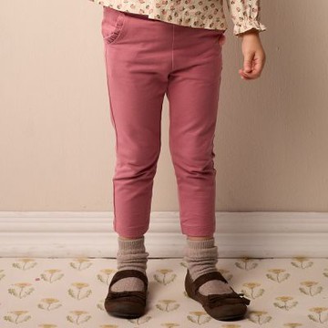 PIPPY 優雅小刺蝟刺繡腰圍抽皺長褲 粉-110