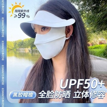 台灣出貨 遮陽帽 防曬麵罩 冰絲防曬帽子 太陽帽 防曬防紫外線 防曬帽新款夏季必備防曬麵罩防紫外綫透氣冰絲口罩 4RXX