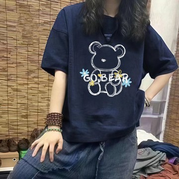 夏季新款韓版短T 純棉上衣 圓領百搭半袖 韓版寬鬆 潮流T恤 時尚 設計感日常百搭