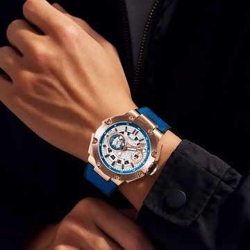 【NSQUARE】SNAKE KING蛇皇系列 魔幻藍 立體 蟒蛇紋 機械 腕錶 G0471-N10.10