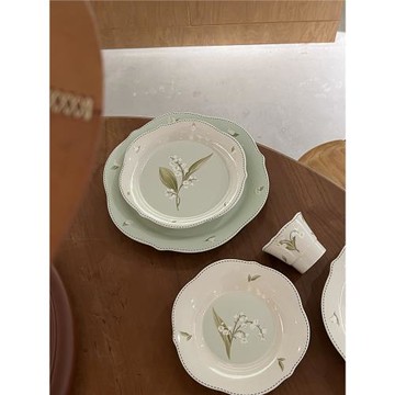 Endless stars 鈴蘭復古手作陶瓷盤子法式中古風餐盤飯碗景德鎮