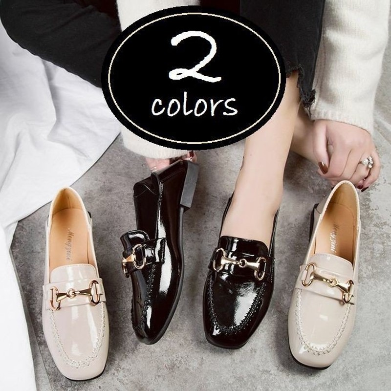 エナメル調 ビットローファー ビット付 ローファー レディース 靴 シューズ フラット ローヒール 1 5cm ブラック ベージュ カジュアル ベーシ 通販 Lineポイント最大0 5 Get Lineショッピング