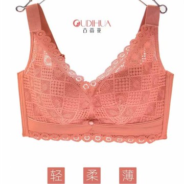 寬帶古蒂花文胸聚攏上托B杯中薄無鋼圈蕾絲透氣羽棉杯內衣2909