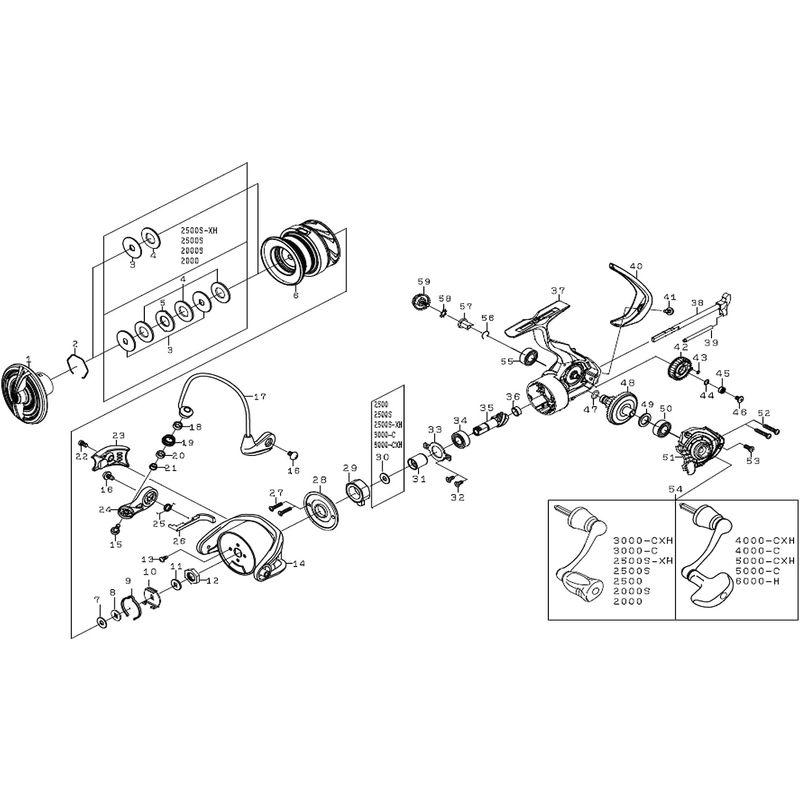 ダイワ(DAIWA) 純正パーツ 20 クレスト LT2000S ハンドル 部品番号 54