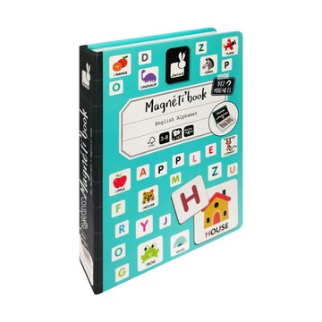 Janod 磁鐵遊戲書 英文字母拼字 原生紙漿材質 使用安全環保 法式原創設計 圖樣繽紛童趣 學習字母與數字