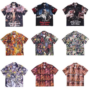WACKO MARIA 唯愛永生不動明王地獄之花荊棘夏威夷短袖襯衫寬松男