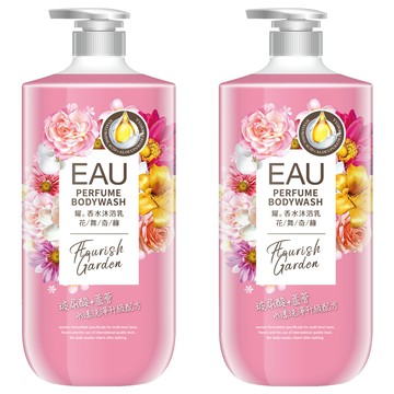 EAU 淨耀香水沐浴乳 花舞奇緣 含ECOCERT歐盟有機認證PCA天然保濕因子 添加玻尿酸與庫拉索蘆薈萃取精華  1L  2罐