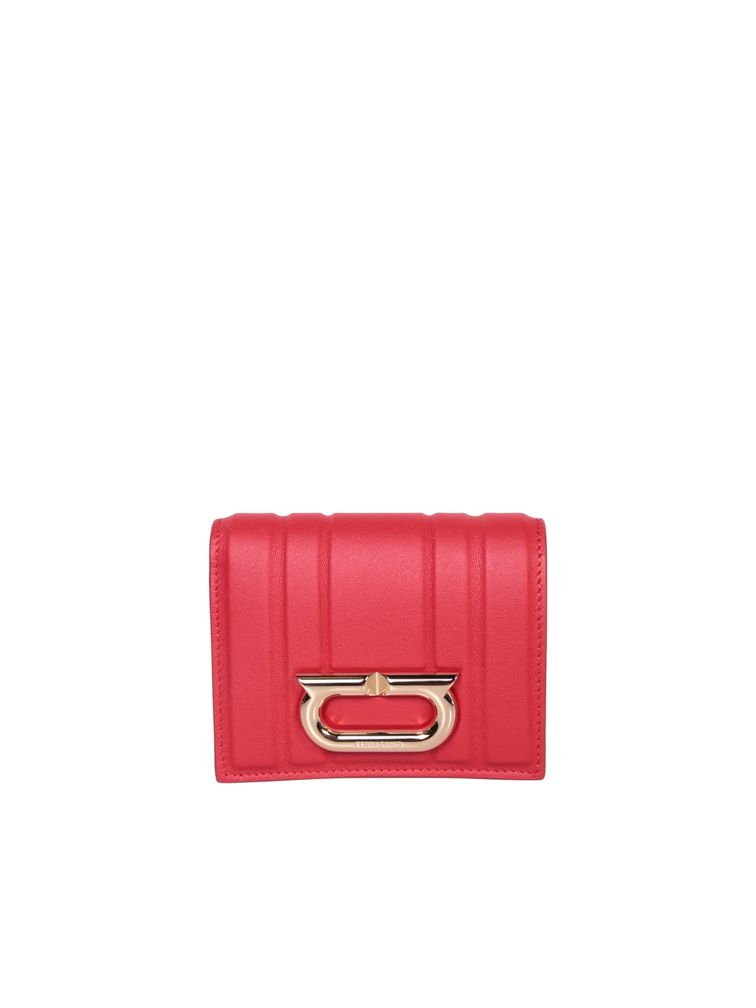 Ferragamo Matelassã© Compact Red Wallet