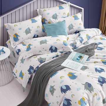 吸濕排汗3M科技天絲 / 鋪棉兩用被+鋪棉厚床包+鋪棉厚枕套 / 百變小象