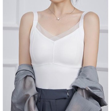 2023新款桑蠶絲吊帶內搭有胸墊一體聚攏免穿文胸內衣美背背心爆款