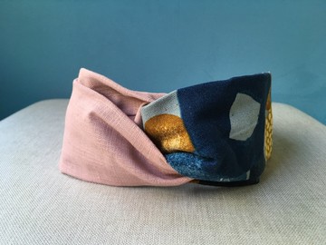 雙拼髮帶 / 藕粉煙花