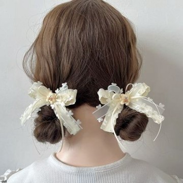 【現貨+預購】實拍 JK少女的小熊~ 原創可愛奶油多層蝴蝶結髮夾劉海邊夾髮繩雙馬尾頭