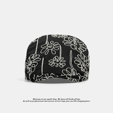 現貨+預購 針織帽毛帽-黑底花紋貝雷前進帽男女帽子1色74hv77【獨家進口】【米蘭精品】