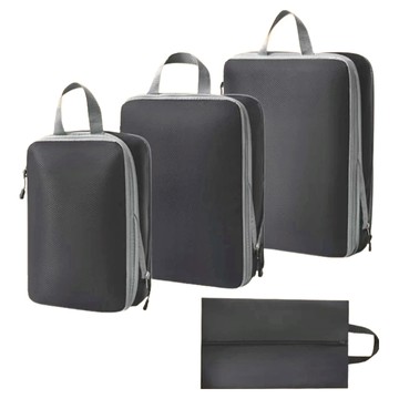 旅行袋4件套  B款  聚丙烯滌綸材質  大(40 x 30 x 10cm) 中(35 x 25 x 10cm) 小(30 x 20 x 10cm) 鞋套(42 x 24cm)  黑色