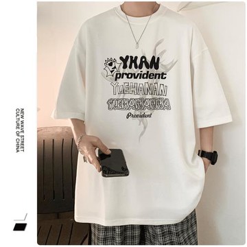 嘻哈創意短袖t恤男士夏季純棉半袖潮牌潮流百搭重磅美式寬松上衣