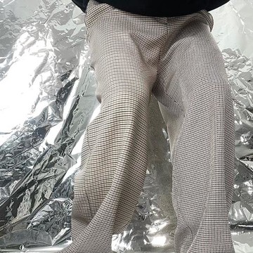 Pointless 24SS 原創百搭設計感千鳥格微喇休閑寬松垂感長褲男女