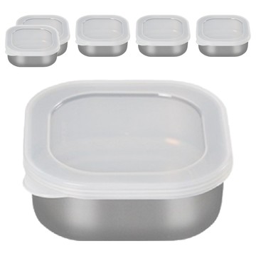 日本ECHO 不鏽鋼保鮮盒 方形附蓋  6個  6 個容器 + 6 個蓋子