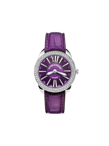Backes & Strauss - Piccadilly Renaissance Steel 33mm - women - Diamond/stainless steel/Leather - 33 - Purple