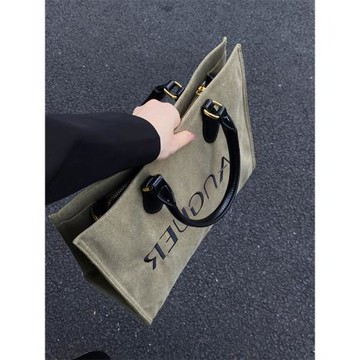 包包女2024新款時尚高級感小眾大容量通勤帆布斜挎手提托特包爆款