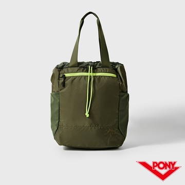 【PONY】防潑水後背包 肩包 側背包 雙側大口袋 束口設計 分區收納空間 男包 女包 活力綠-253U3AA51BN