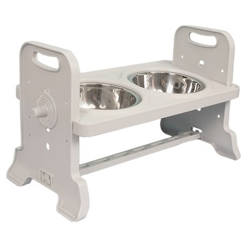 毛皇上 可調節寵物碗架 升降款 L  白色  1個